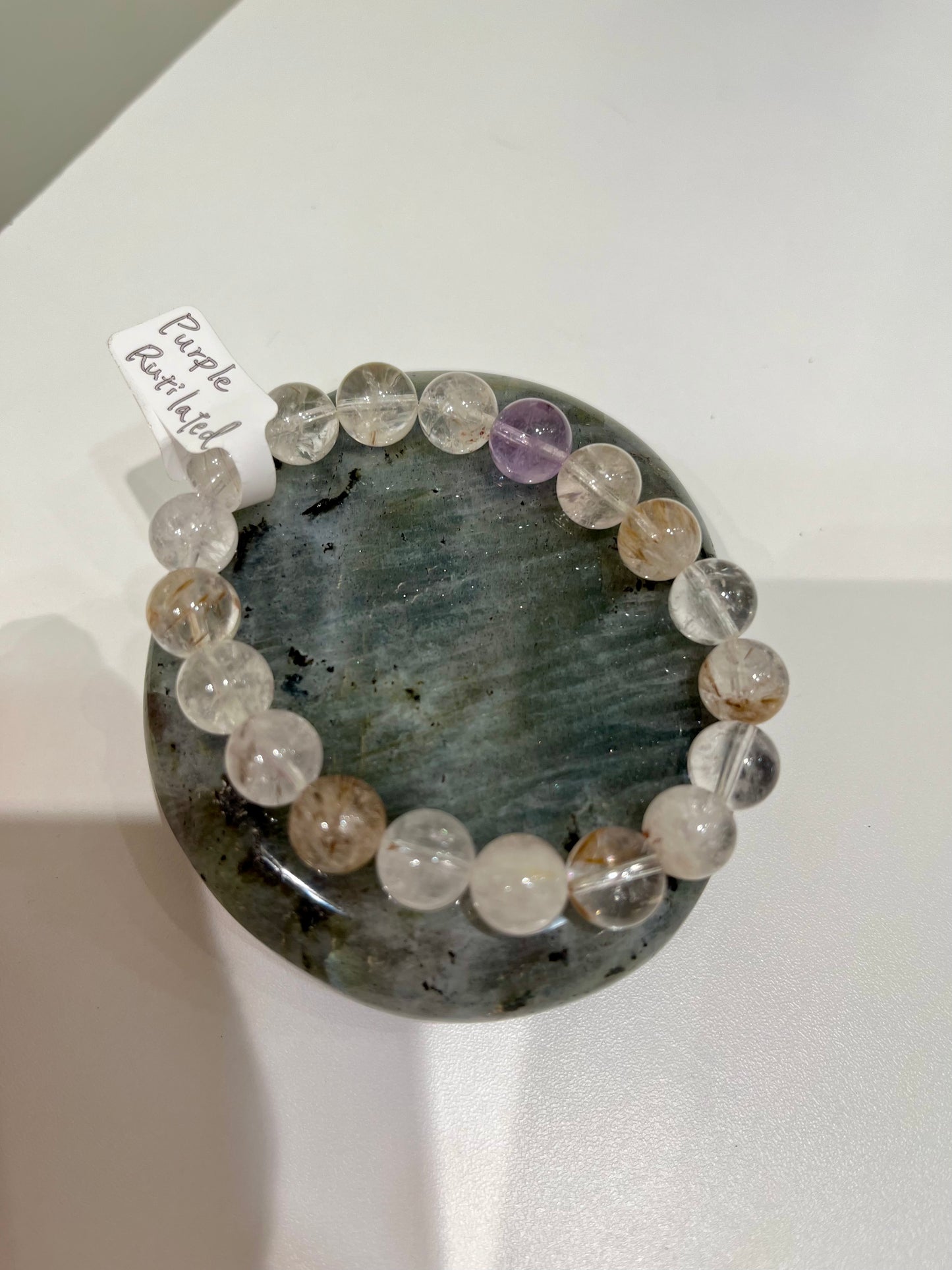Purple Rutilated Quartz Bead Bracelet