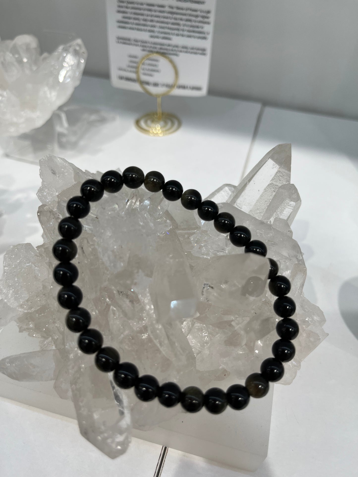 Gold Obsidian Bead Bracelet